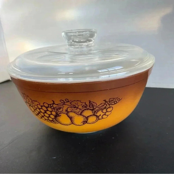 Vintage Pyrex 2 1/2 QT. Old Orchard Mixing Bowl #403 With Glass Lid - Picture 6 of 16